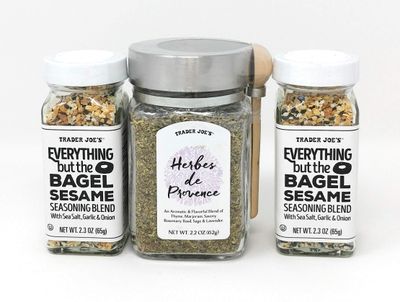 HOLIDAY BUNDLE OF 3: Trader Joe&#39;s - Herbes de Provence Spice Mix Jar with Attached Spoon. 2.2 Oz. &amp; Everything but The Bagel Sesame Seasoning Blend (Pack of 2)