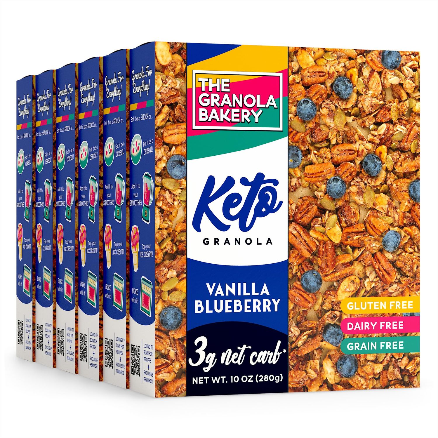 TGB Blueberry Keto Granola | 3g Net Carb Cereal | Gluten Free Low Carb Nut Snack, 10 Ounces (Pack of 6)