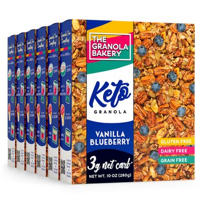 TGB Blueberry Keto Granola | 3g Net Carb Cereal | Gluten Free Low Carb Nut Snack, 10 Ounces (Pack of 6)