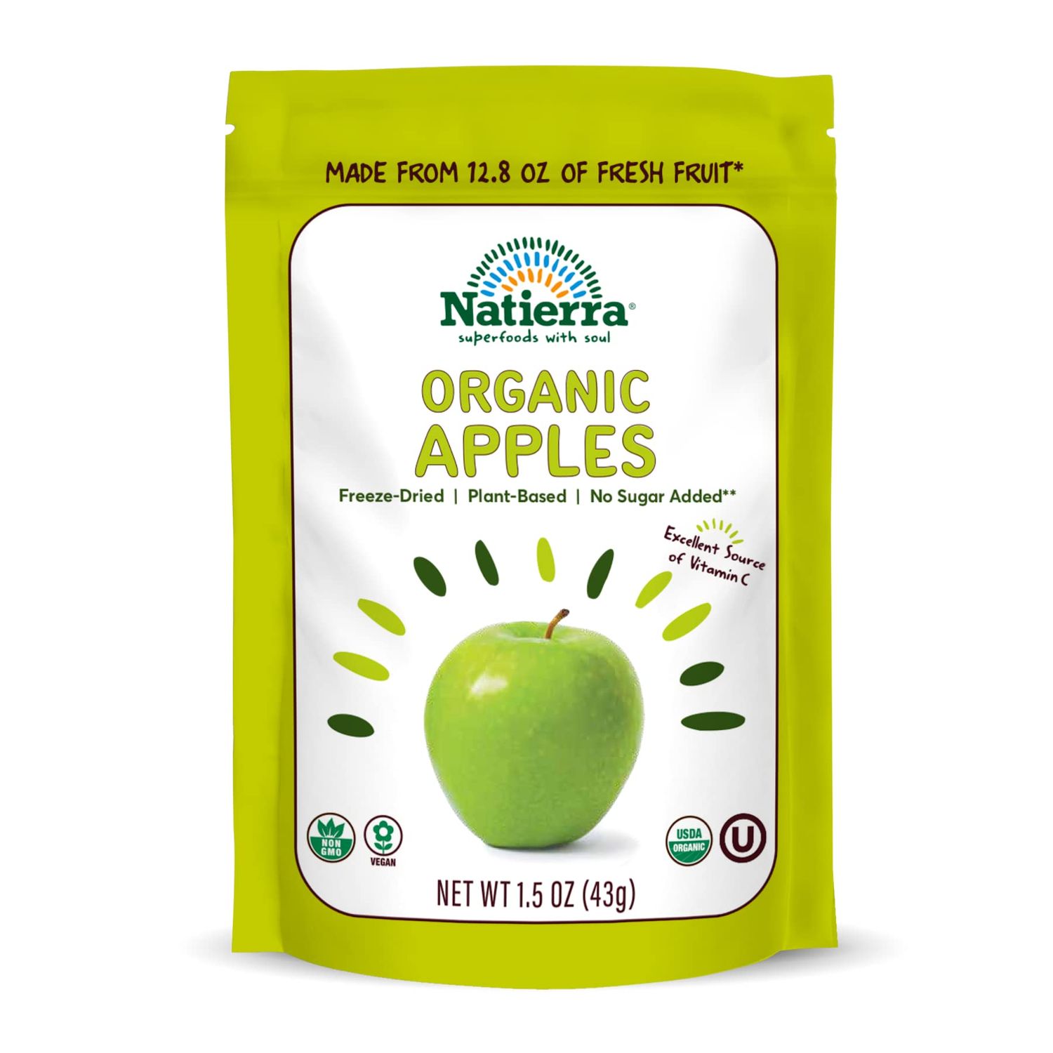 NATIERRA Nature&#39;s All Foods Organic Freeze-Dried Apples | Non-GMO &amp; Vegan | 1.5 Ounce