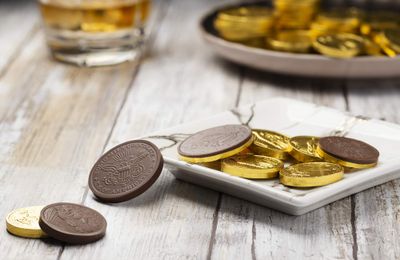 Madelaine Premium Milk Chocolate Gold Coins (Assorted Sizes, 1/2 LB)