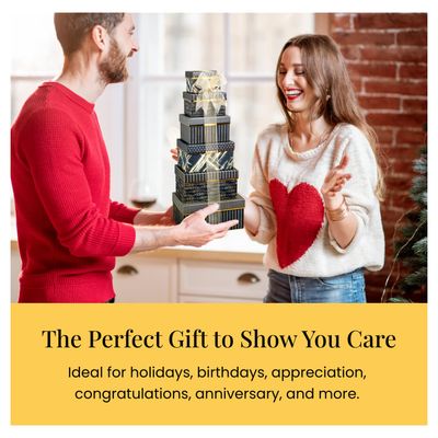 Broadway Basketeers Gourmet Food Gift Basket 6 Box Tower for Birthdays - Curated Snack Box, Sweet and Savory Treats for Parties, Best Wishes, Birthday Presents for Women, Men, Mom, Dad, Her, Him,