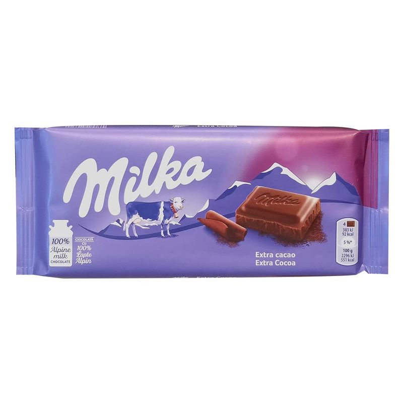 Milka Dark Alpine Milk Chocolate Extra Cacao,100g