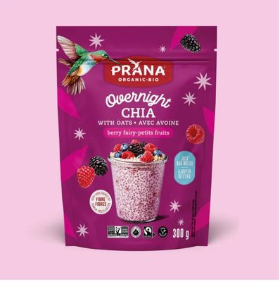 Prana Organic Overnight Chia with Oats Berry Fairy | Rich in Fiber &amp; Protein, Vegan, Non-GMO | Ready to Eat Breakfast - 28 oz Bags - 1 Pack