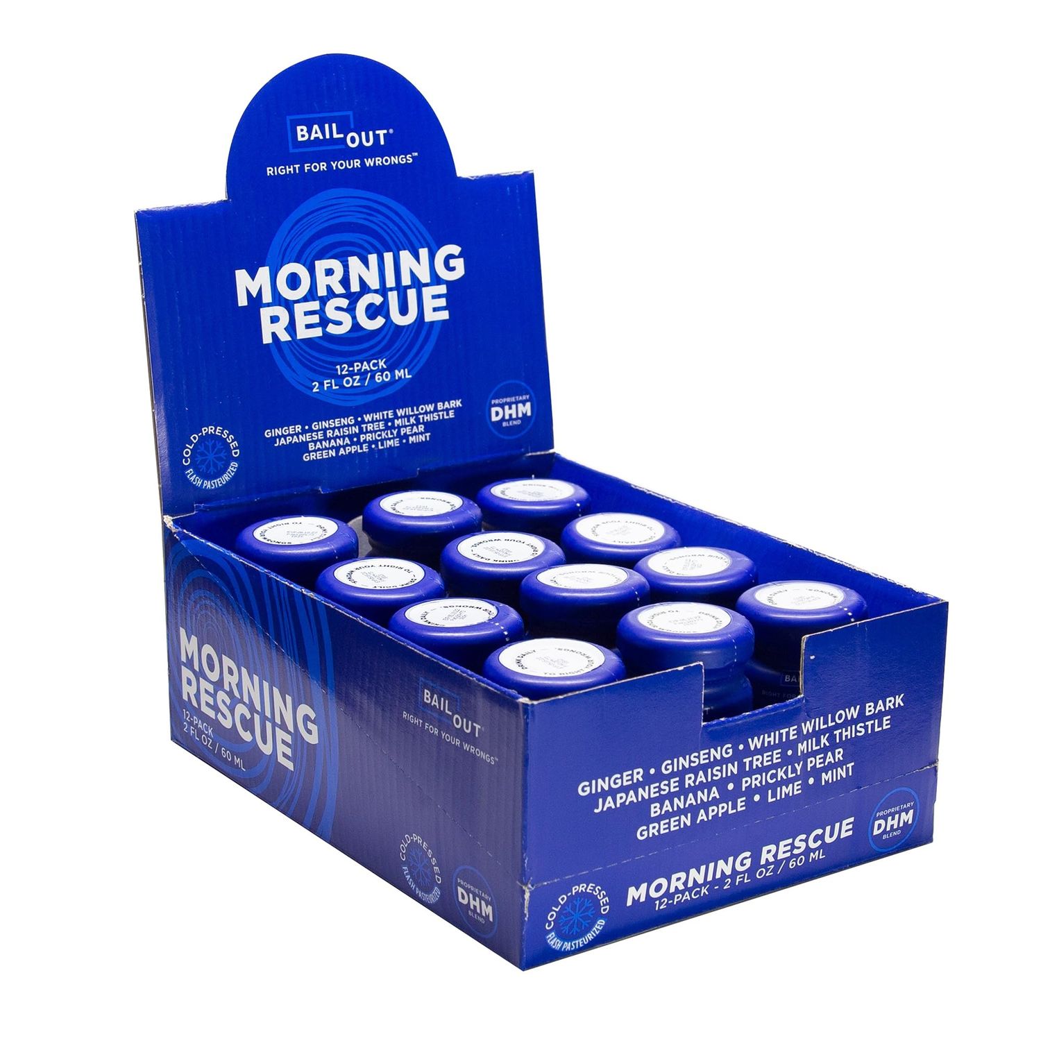 Bailout Wellness - Morning Rescue, Liquid Hydrating Drink, 2 Fluid Ounces, Pack of 12