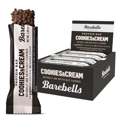 Barebells Protein Bars Cookies &amp; Cream - 12 Count, 1.94 oz Bars - Protein Snacks with 20g of High Protein - Chocolate Protein Bar with 1g of Total Sugars - On The Go Protein Snack &amp; Breakfast Bars