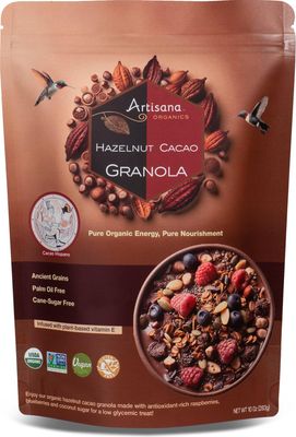 Artisana Organics Hazelnut-Cacao Granola - Gluten-Free, Vegan, Low Glycemic, Organic, Palm Oil-Free, Ancient Grains with Plant-Based Vitamin E, 10 oz