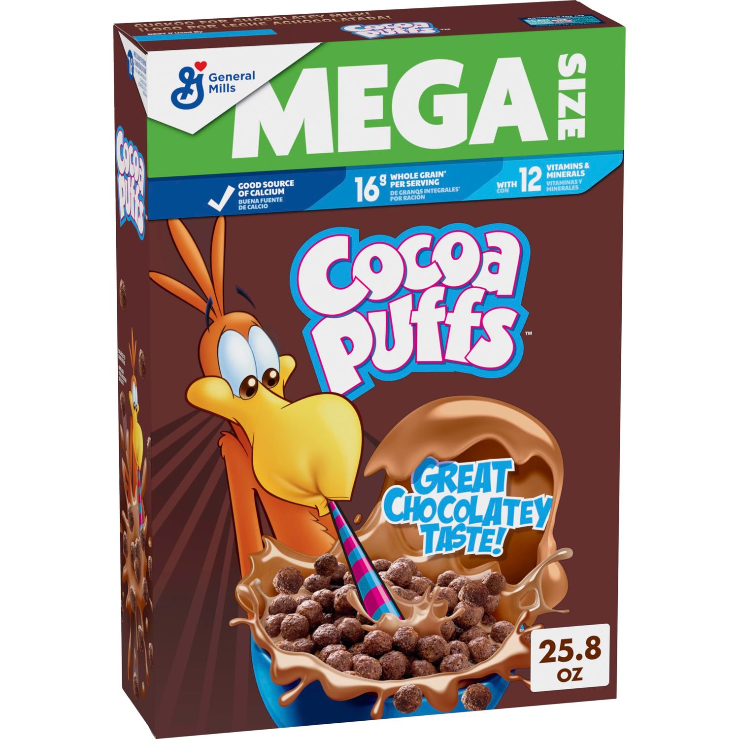 Cocoa Puffs, Chocolatey Breakfast Cereal, Made with Whole Grains, Mega Size, 25.8 oz