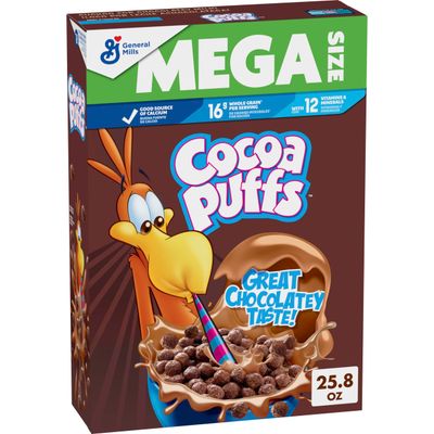 Cocoa Puffs, Chocolatey Breakfast Cereal, Made with Whole Grains, Mega Size, 25.8 oz