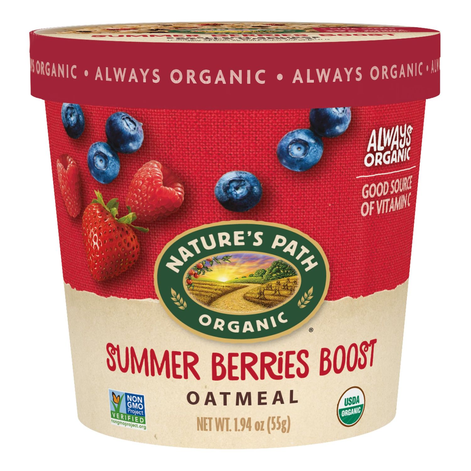 Nature&#39;s Path Organic Summer Berries Boost Oatmeal, 2 oz (Pack of 12), Non-GMO