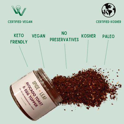 Premium Avocado &amp; Egg Toast Topper by SPICE + LEAF - Vegan Kosher Pesticide Free Spice Blend Used to Give Avocado, Eggs, Salad and Fish a Pop of Flavor