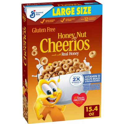 Honey Nut Cheerios Heart Healthy Breakfast Cereal, Gluten Free Cereal With Whole Grain Oats, Large Size, 15.4 oz