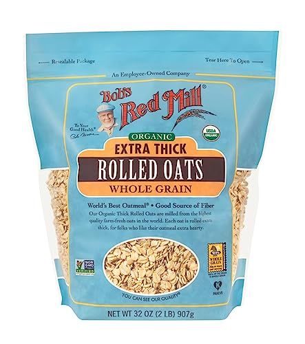 Bob&#39;s Red Mill Organic Extra Thick Rolled Oats, 32 oz (Pack of 1) - Organic, Non GMO, Whole Grain, Vegan, Kosher