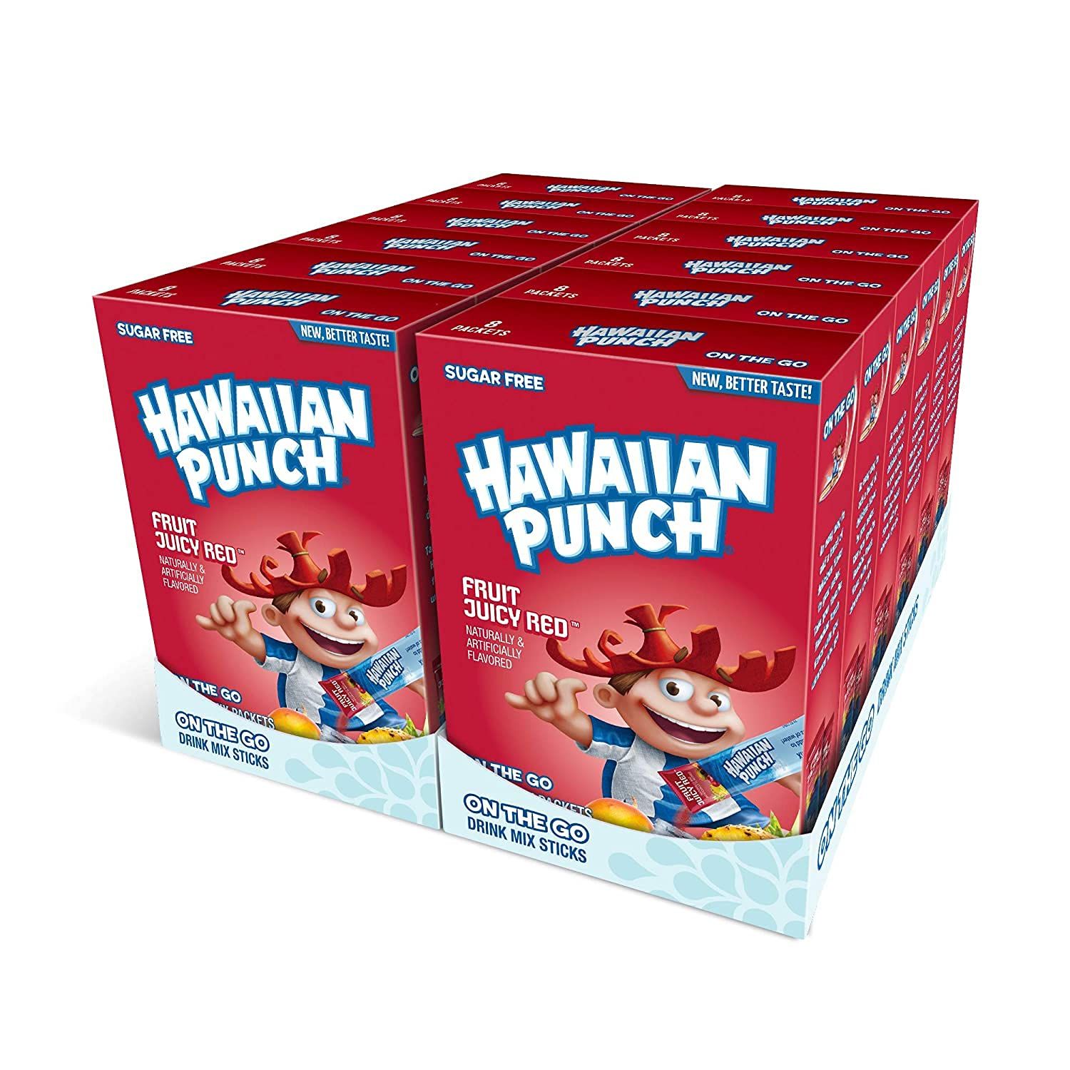 Hawaiian Punch Powder Drink Mix - Sugar Free &amp; Delicious, Excellent source of Vitamin C (Fruit Juicy Red, 96 Sticks)