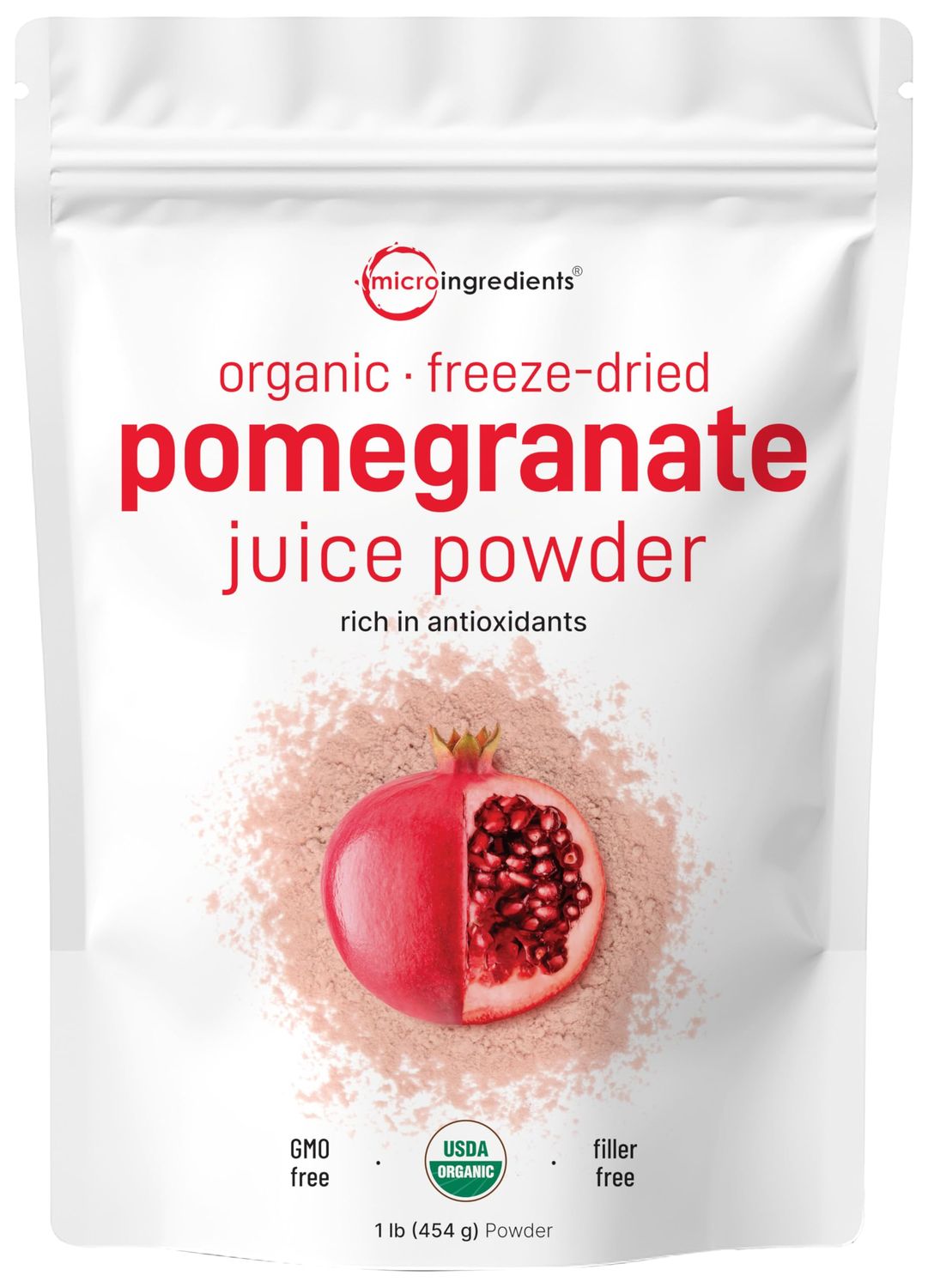 Organic Pomegranate Juice Powder, 1 Pound | 100% Natural Fruit Powder | Freeze Dried &amp; Cold Pressed | No Sugar &amp; Additives | Great Flavor for Drinks, Smoothie, &amp; Beverages | Non-GMO &amp; Vegan Friendly