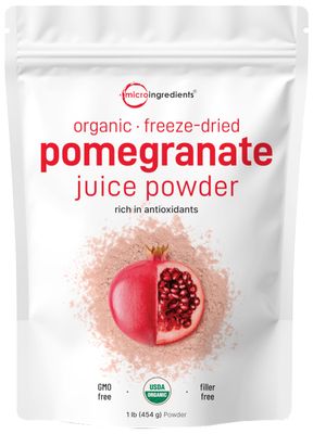 Organic Pomegranate Juice Powder, 1 Pound | 100% Natural Fruit Powder | Freeze Dried &amp; Cold Pressed | No Sugar &amp; Additives | Great Flavor for Drinks, Smoothie, &amp; Beverages | Non-GMO &amp; Vegan Friendly