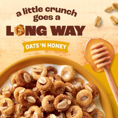 Cheerios Oat Crunch Oats &amp; Honey Oat Breakfast Cereal, Family Size, 24 oz