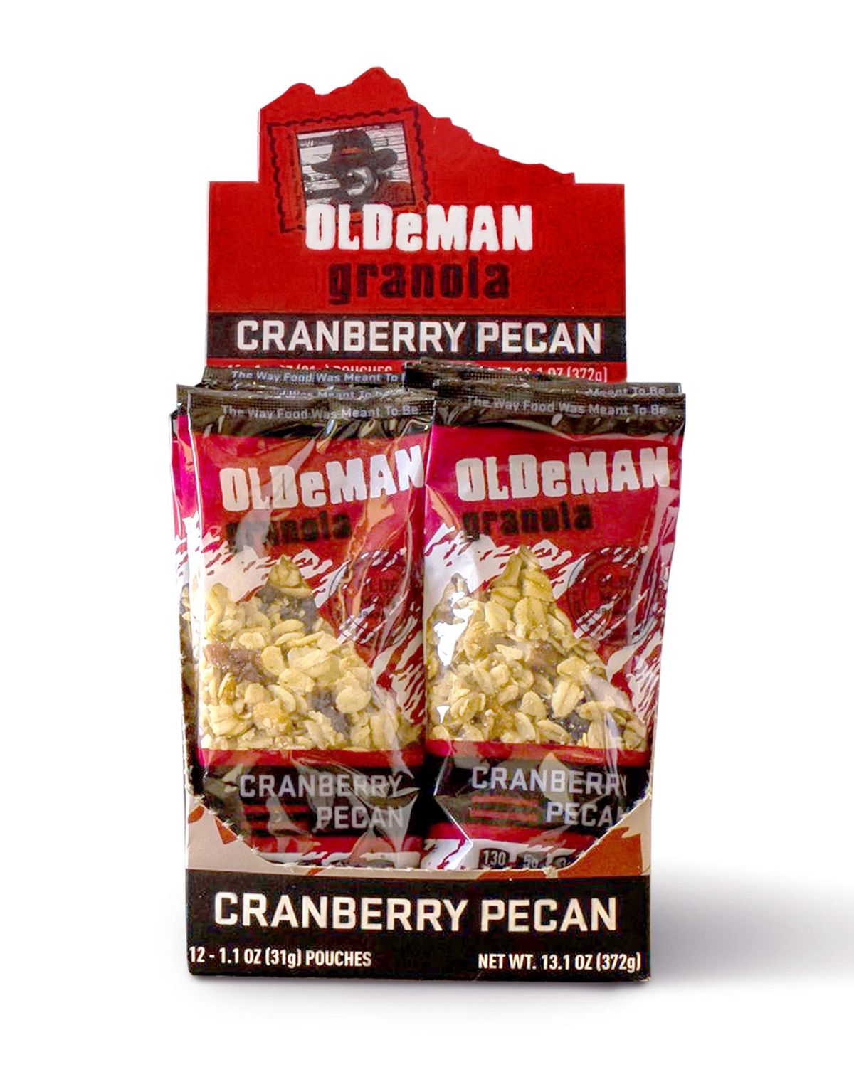 Olde Man Granola Gluten Free Granola - Non-GMO Healthy Granola Cereal - Soft Whole Grain Oats, Butter, Brown Sugar - Handmade in Colorado (Cranberry Pecan, 12 To-Go Pouches)