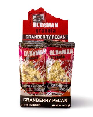 Olde Man Granola Gluten Free Granola - Non-GMO Healthy Granola Cereal - Soft Whole Grain Oats, Butter, Brown Sugar - Handmade in Colorado (Cranberry Pecan, 12 To-Go Pouches)