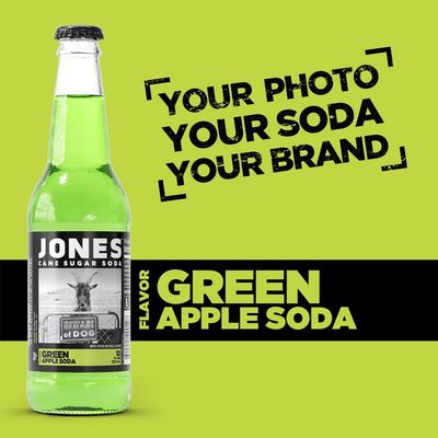 Jones Soda Co. Green Apple Soda Flavor | 100% Cane Sugar Soda | Craft Soda Pop | Soda Soft Drinks | 12 Oz Glass Bottle Soda | 12 Pack Soda