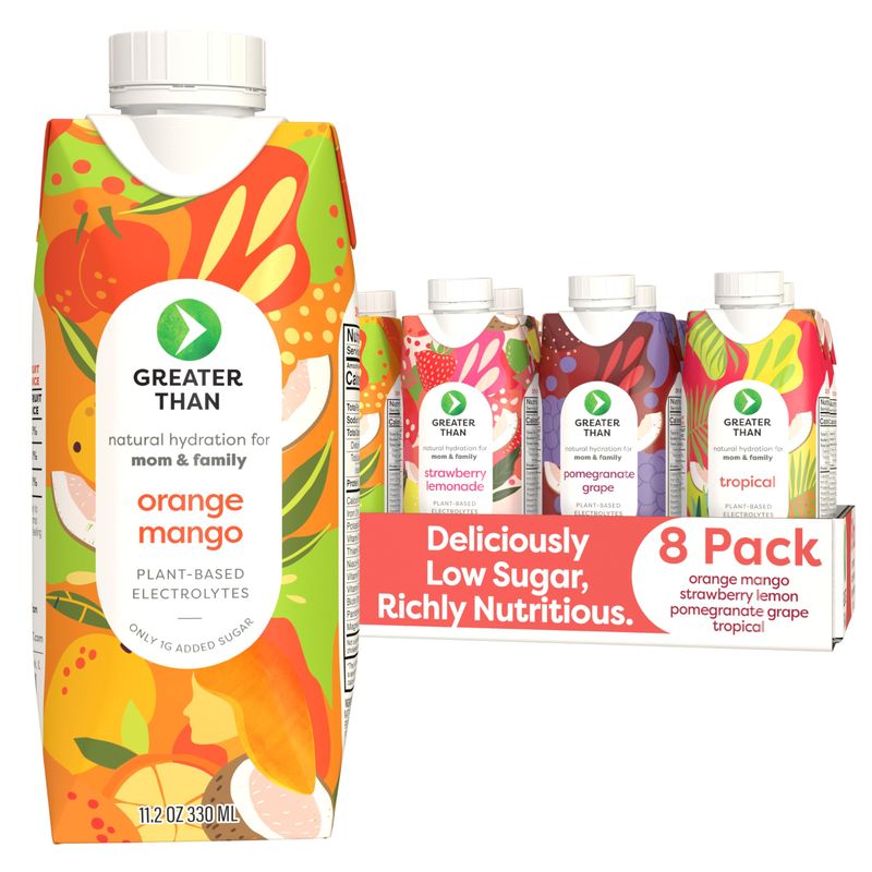 Greater Than Lactation Supplement Support, Coconut Water, Vitamins &amp; Electrolyte Drink for Breastfeeding, Breast Milk &amp; Immune Support, Lactation Cookies Alt, Gluten Free, Low Sugar, 8 Variety Pack