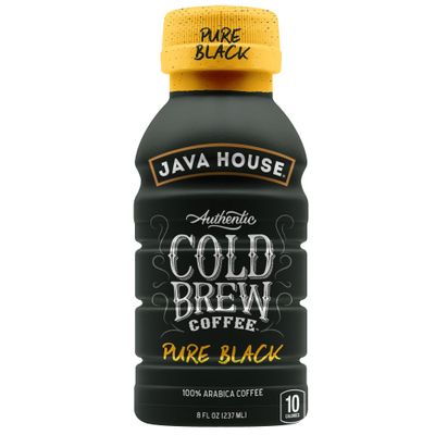 Java House Cold Brew Coffee, 6 Pack of 8oz Bottles, Ready to Drink Instant Cold &amp; Iced Coffee (Pure Black)
