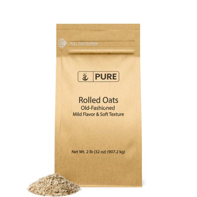 Pure Original Ingredients Rolled Oats (2 lb) Old Fashioned, Mild Flavor, Soft Texture, Resealable Packaging,