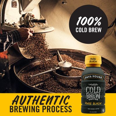 Java House Cold Brew Coffee, 6 Pack of 8oz Bottles, Ready to Drink Instant Cold &amp; Iced Coffee (Pure Black)