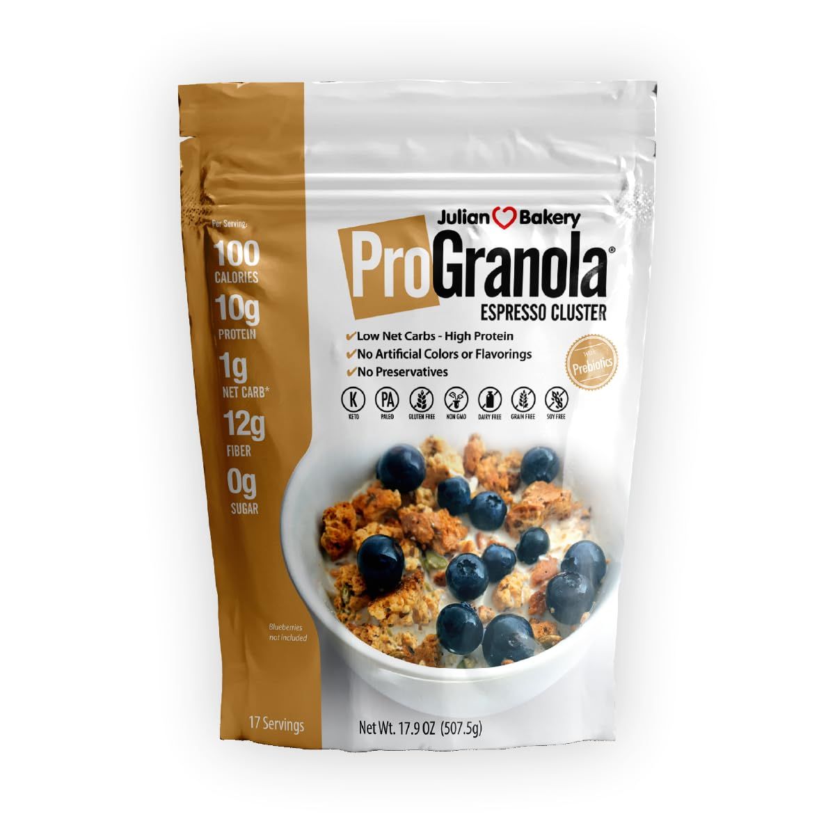 Julian Bakery ProGranola | Espresso | 12g Protein | Paleo | 3 Net Carbs | Gluten-Free | Grain-Free | 15 Servings