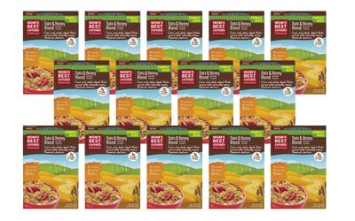 Mom's Best Oats and Honey Blend Cereal, Made with Whole Grain, Heart Healthy, No High Fructose Corn Syrup, Kosher, 18 Oz Box (Pack of 14)