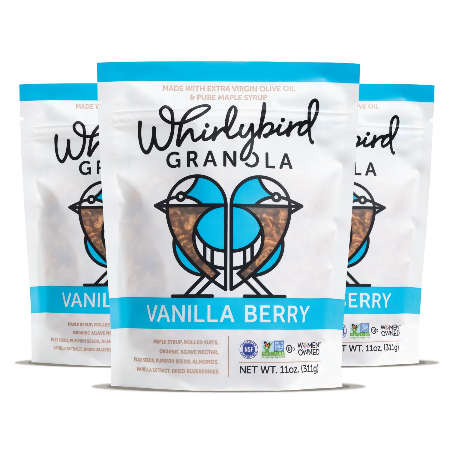 Whirlybird Granola Vanilla Berry, Gluten-Free, Non-GMO, Kosher, Vegan, 11oz (Pack of 3)