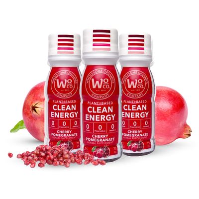 Functional Energy Drinks - Plant-Based Clean Energy Shot with Yerba Mate, Ashwagandha, Lion&#39;s Mane &amp; B12-2.5 FL Oz Cherry Pomegranate Flavor (3 Pack)