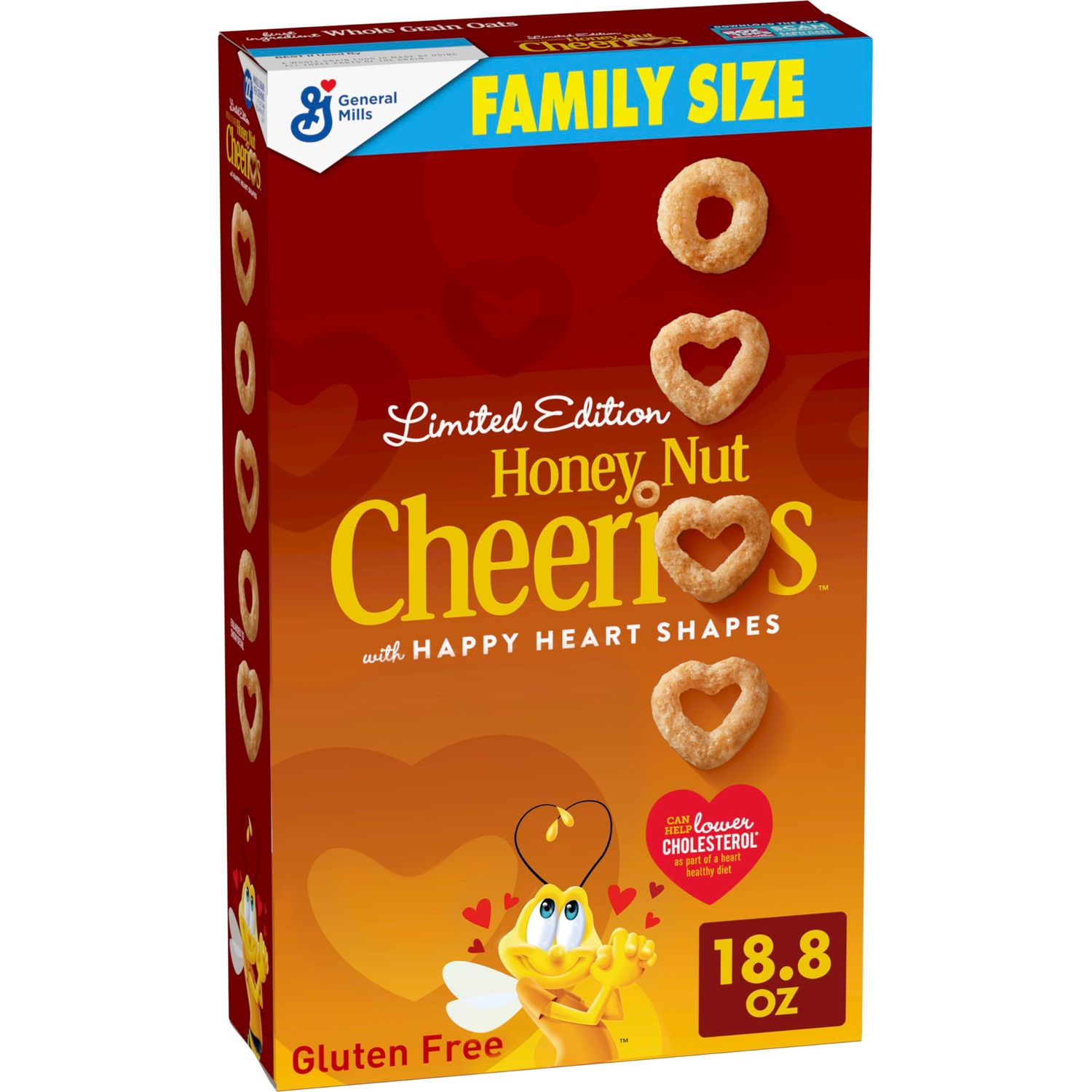 Honey Nut Cheerios Heart Healthy Breakfast Cereal, Gluten Free Cereal With Whole Grain Oats, Family Size, 18.8oz