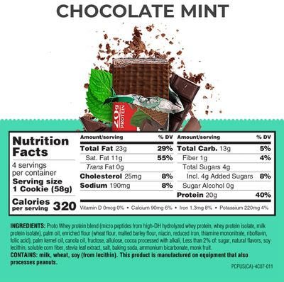 Power Crunch PRO Protein Wafer Bars, High Protein Snacks with Delicious Taste, Chocolate Mint, 2.0 Ounce (4 Count)