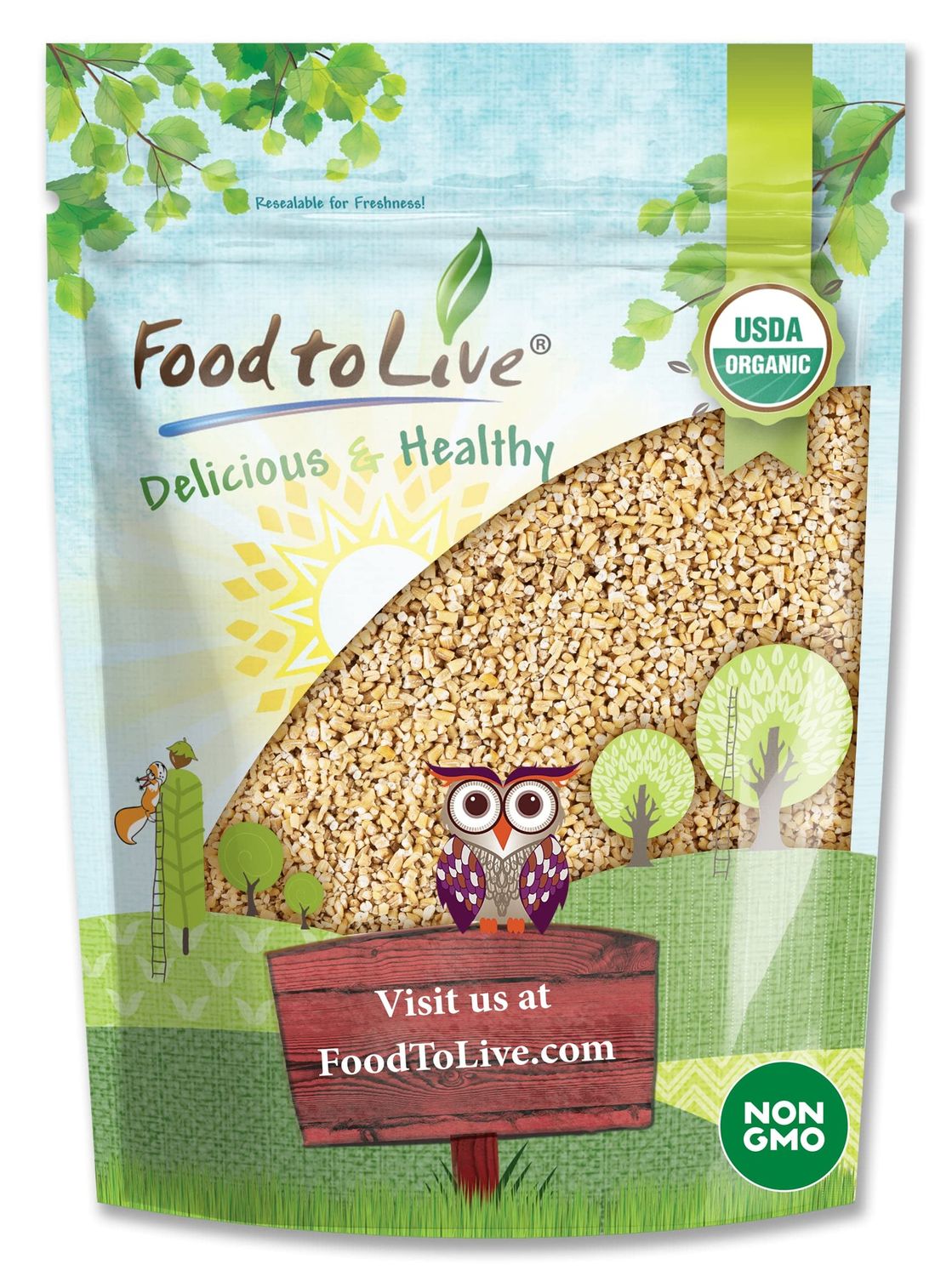 Food to Live Organic Steel Cut Oats, 1.5 Pounds - 100% Whole Grain Irish Oats, Non-GMO Cereal, Non-Irradiated, Vegan, Bulk, Product of the USA