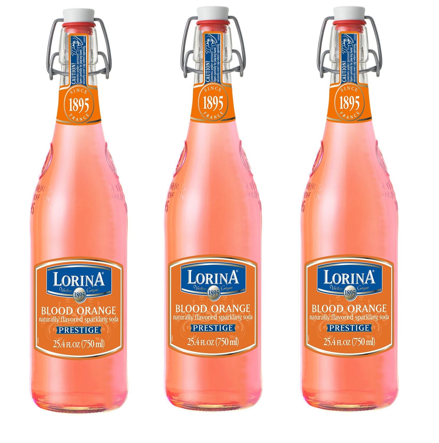 Lorina Sparkling Soda Water Blood Orange Flavor, Prestige Collection (25.4oz, 3-Pack) Naturally Flavored Carbonated Soda Water, Artisan Crafted, Gluten-Free Beverage - No Artificial Colors or Flavors