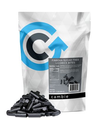 Finnska Sugar Free Licorice by Cambie | Classic Finnish Black Licorice | Soft, Chewy & Sweet Licorice Candy Without the Sugar | Nostalgic Authentic Licorice Packaged Fresh in a Resealable Pouch (1 lb)