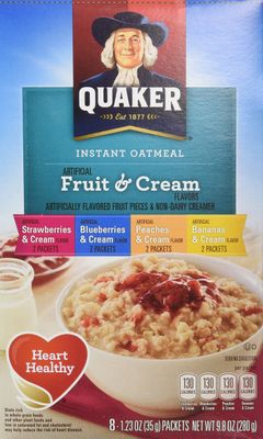 Quaker Instant Oatmeal Fruit &amp; Cream, Variety Pack, 8-Count Boxes (Pack of 4)