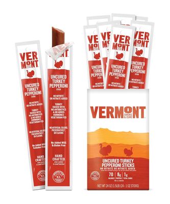 Snack Sticks by Vermont Smoke &amp; Cure - Uncured Pepperoni - Turkey - Healthy Meat Protein - 1oz Jerky Sticks - 24 count carton