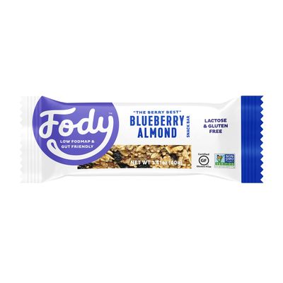Fody Foods Vegan Protein Nut Bars, Blueberry Almond Flavor, 3g Protein per Bar, Low Fodmap Certified, Sensitive Recipe, Gut &amp; IBS Friendly, 6 Count