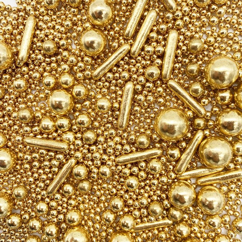 GEORLD Gold Pearl Sugar Sprinkles Candy Mixing Size Baking Edible Cake Decorations Cupcake Toppers Cookie Decorating Celebrations Wedding Shower Party Chirstmas Supplies 120g/ 4.2oz