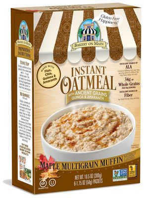 Bakery On Main Gluten Free Instant Oatmeal, Vegan &amp; Non GMO, Maple Multigrain Muffin, 31.5 Oz, Pack of 3