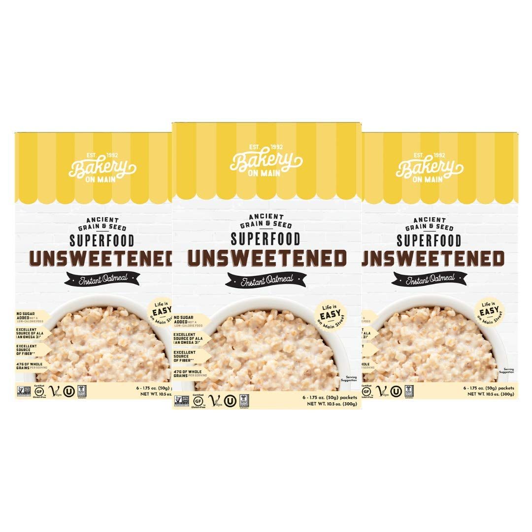 Bakery On Main, Gluten-Free Instant Oatmeal, Vegan &amp; Non GMO - Unsweetened, 10.5oz (Pack of 3), (1)