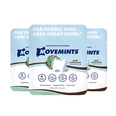 Movemints Clear Aligner Mints - Patented Aligner Seating Mints - Edible Alternative to Aligner Chewies - Xylitol Mints for Dry Mouth - Mint Chocolate (3 Pack)