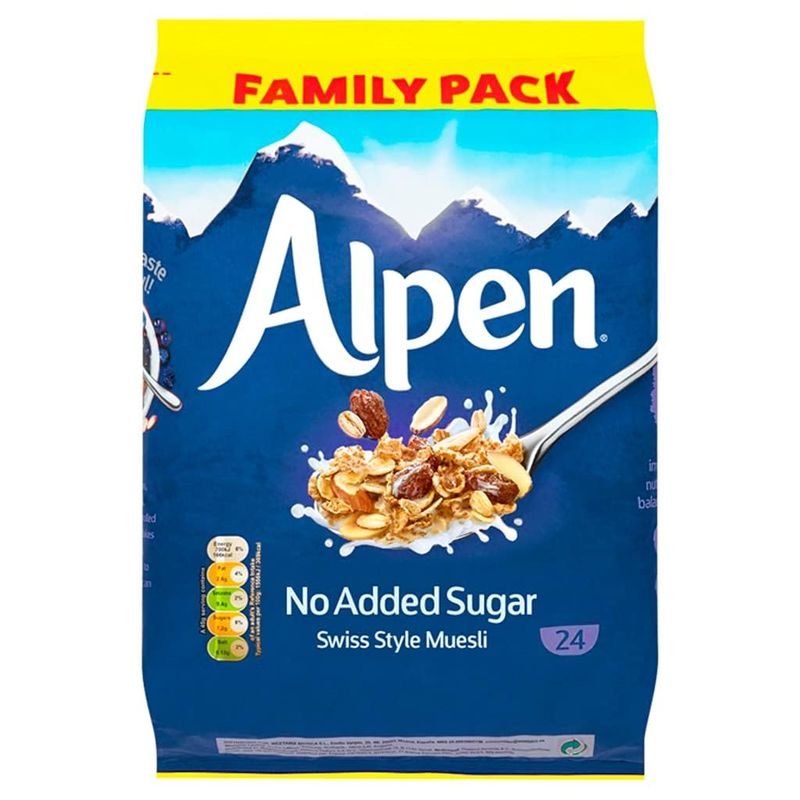 Alpen No Added Sugar Swiss Style Muesli Wholegrain Oat Wheat Breakfast - 1.1kg