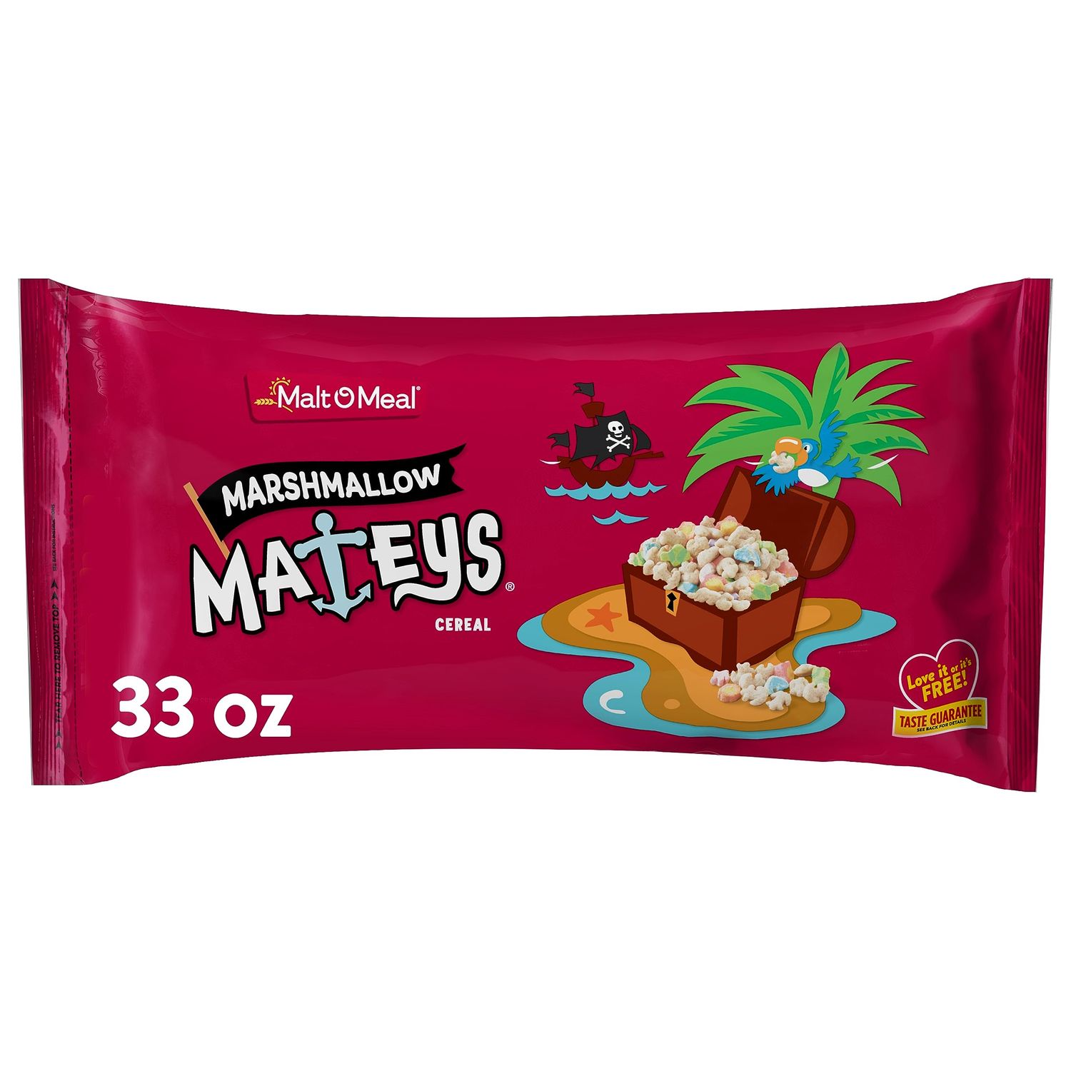 Malt-O-Meal Marshmallow Mateys Breakfast Cereal, Frosted Oat Cereal with Marshmallow Bits, Large Cereal for Family, 33 OZ Resealable Cereal Bag