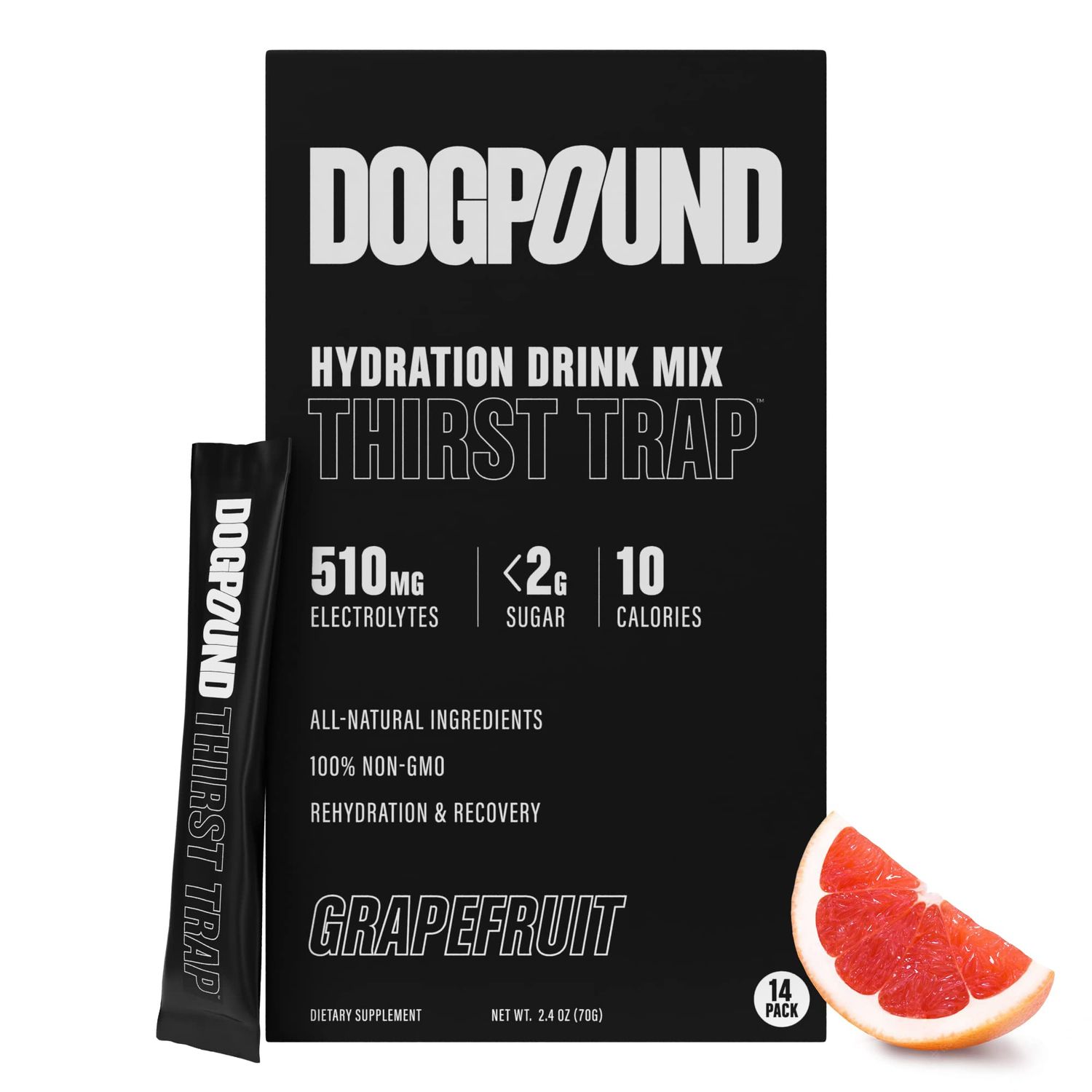 DOGPOUND Thirst Trap | Hydration Supplement | Electrolyte Drink Mix for Workout &amp; Nightlife Recovery | Grapefruit | 10 Calories | 14 Easy Open Sticks