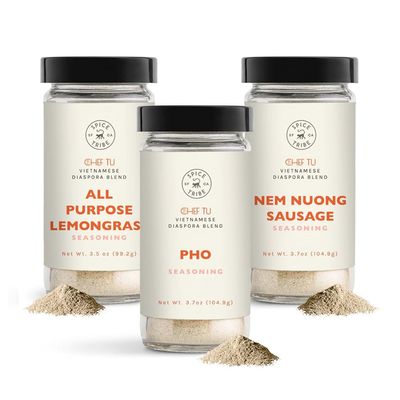 SPICE TRIBE Vietnamese Spice Gift Set| 3 Pack | Gift for Dad, Gift for Mom, Birthday Gift| Lemongrass, Pho &amp; Sausage Seasoning - by Chef Tu David Phu| Single Origin, Farm Traced, Non-GMO
