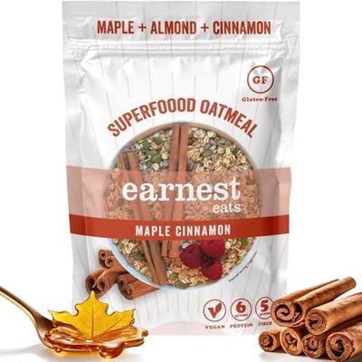 Earnest Eats Superfood Maple Almond Cinnamon Oatmeal, Sugar Free, Vegan, Gluten Free -3 Pack