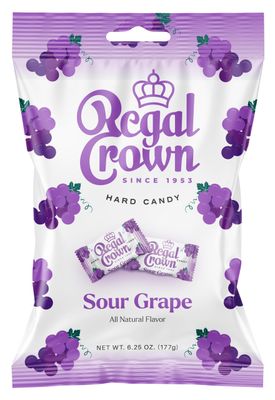 Regal Crown Sour Grape Candy | Traditional Sour Grapes Candy | Tart and Tangy Old Fashioned Sour Grape Hard Candy Brought To You By Iconic Candy | 6.25oz Peg Bag (1)